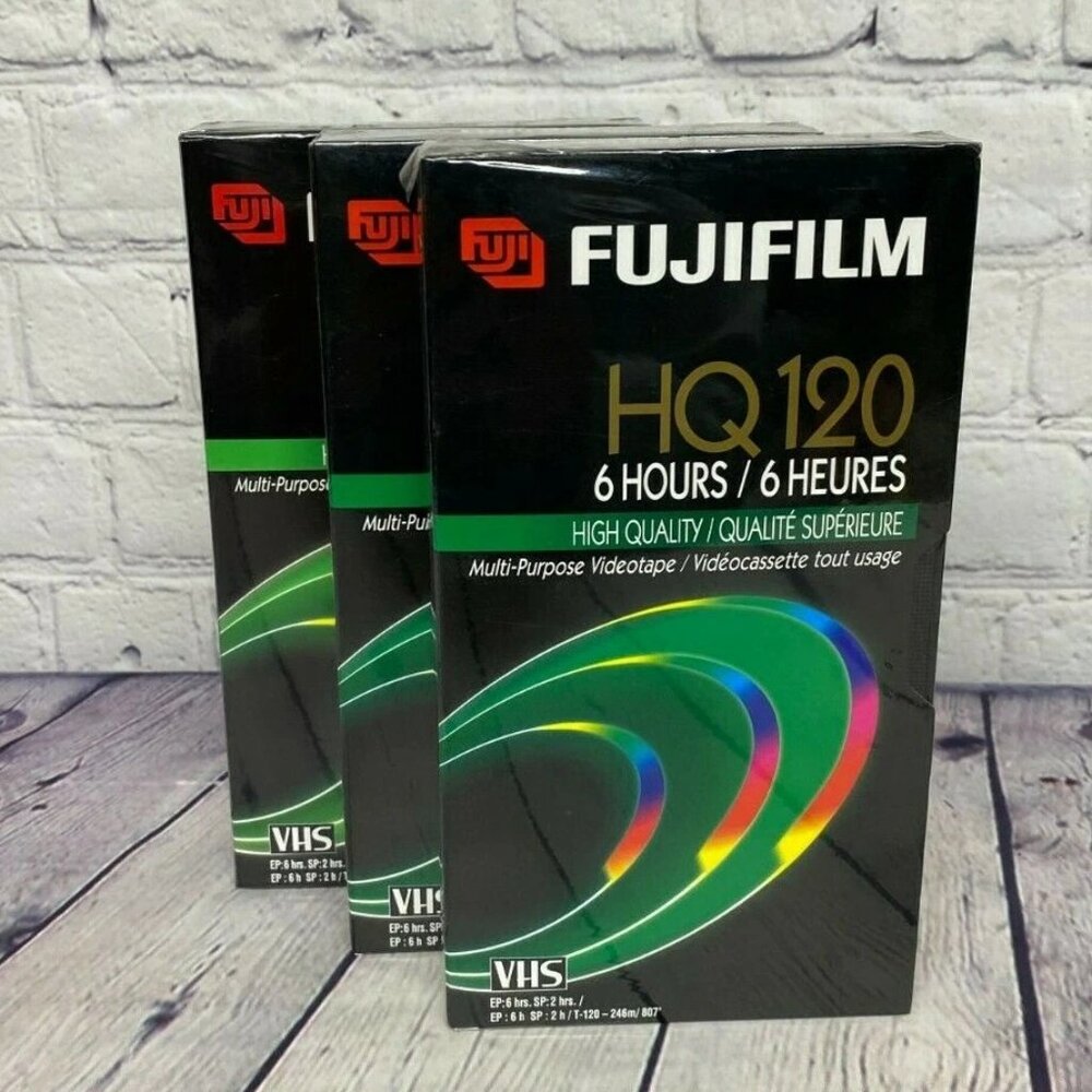 Blank VHS Tapes Fuji Film HQ 120 High Quality Lot of 3 6 Hours Brand New Lot#1